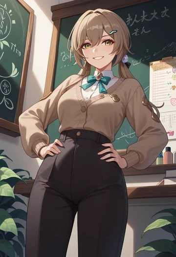 star rail,qingque,teacher, sweater  - AI generated anime art