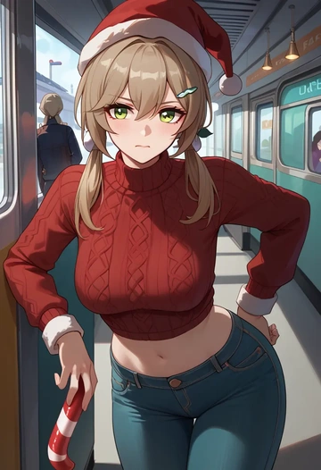 star rail,qingque,Christmas  - AI generated anime art