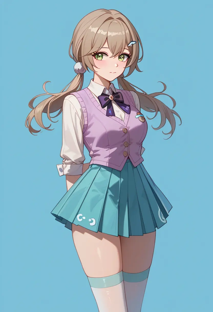 star rail,qingque,spring,student uniform,vest  - 