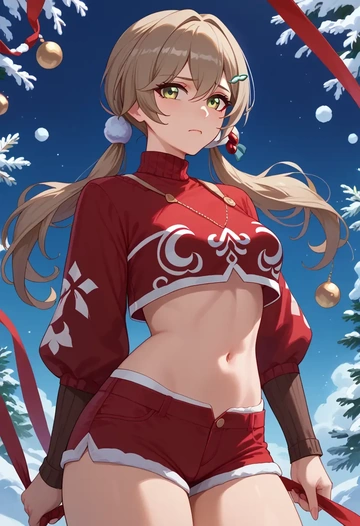 star rail,qingque,red velvet shorts  - AI generated anime art