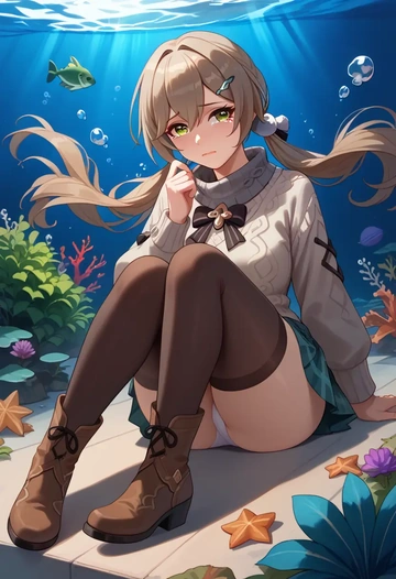 star rail,qingque,winter,student uniform,fur-lined parka  - AI generated anime art