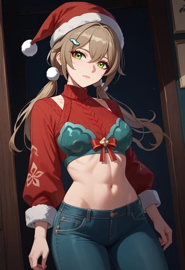 star rail,qingque,Christmas  - AI generated anime art