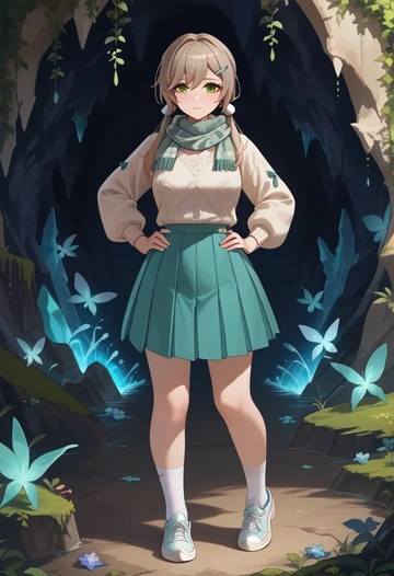 star rail,qingque,spring,student uniform,knit sweater  - AI generated anime art