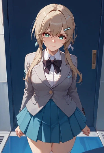 star rail,qingque,winter,student uniform,blazer  - AI generated anime art