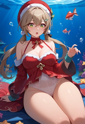 star rail,qingque,Christmas,red velvet dress  - AI generated anime art