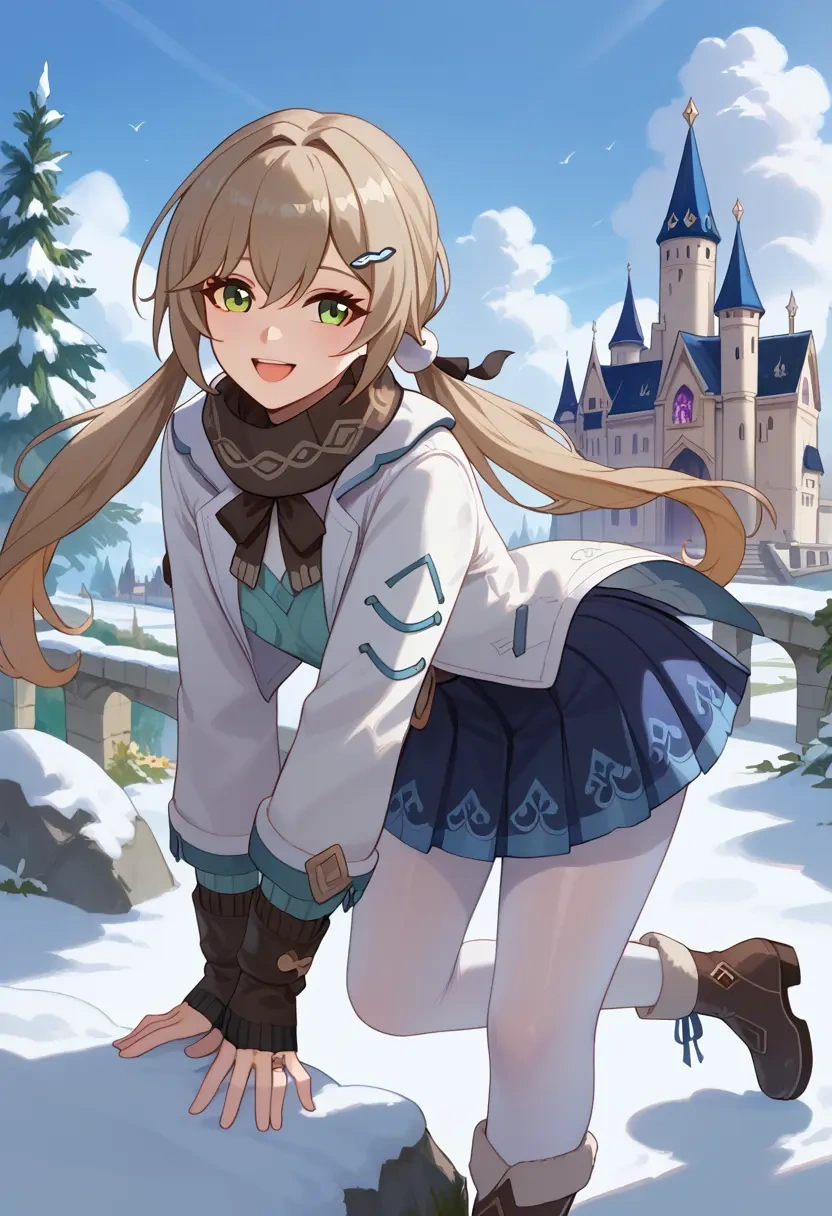 star rail,qingque,winter,student uniform,puffer jacket  - 