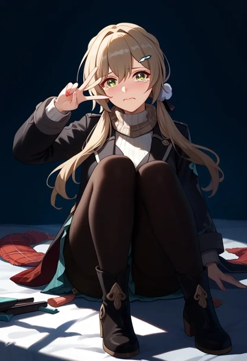 star rail,qingque,winter,student uniform,fur-collared jacket  - AI generated anime art