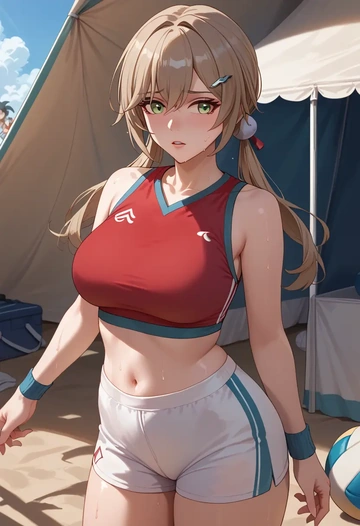 star rail,qingque,volleyball uniform  - AI generated anime art