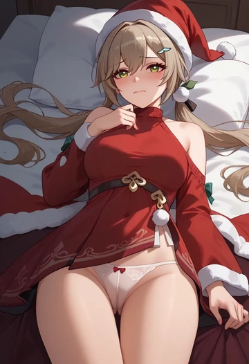 star rail,qingque,Christmas,red velvet dress  - AI generated anime art