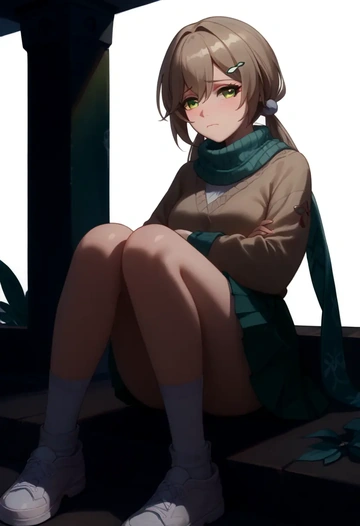 star rail,qingque,spring,student uniform,knit sweater  - AI generated anime art