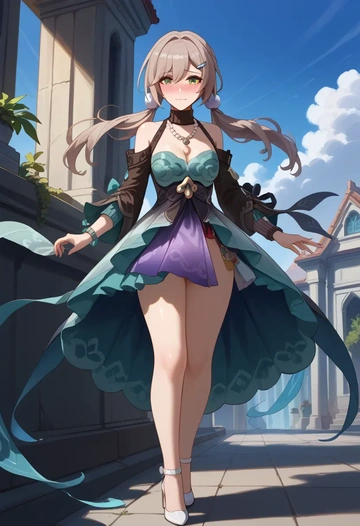 star rail,qingque,spring,elegant woman,wrap dress  - AI generated anime art