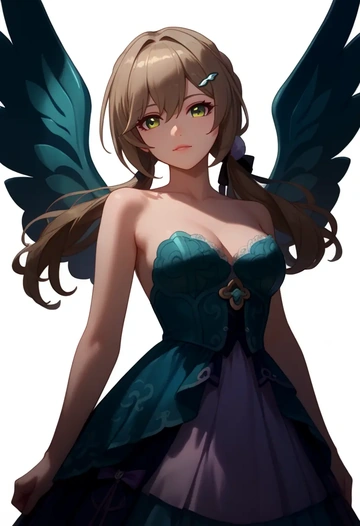 star rail,qingque,corset,bustier,long tulle skirt  - AI generated anime art