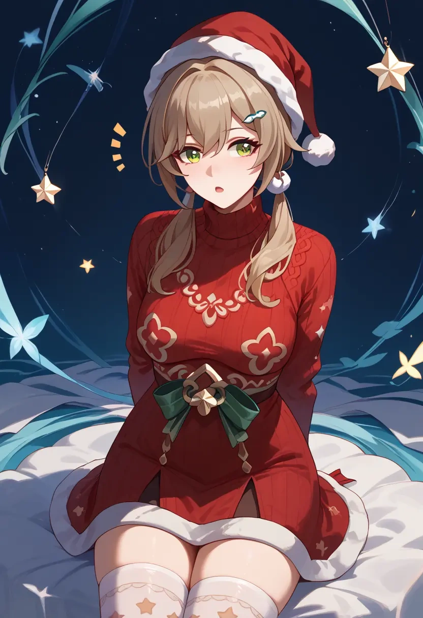 star rail,qingque,Christmas,sweater dress,stockings  - 