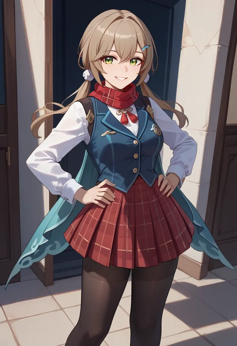 star rail,qingque,winter,student uniform,vest  - 