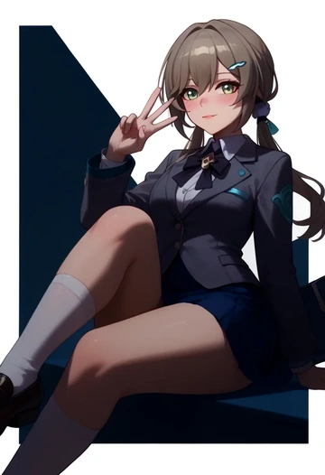 star rail,qingque,winter,student uniform,blazer  - AI generated anime art