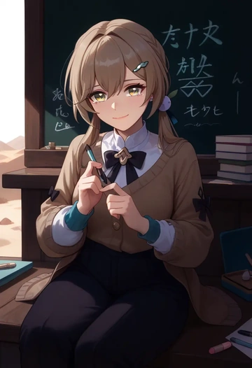 star rail,qingque,teacher, sweater  - AI generated anime art