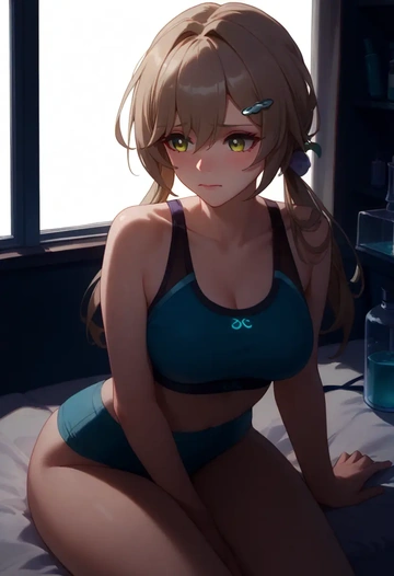 star rail,qingque,sports bra,wide-leg joggers  - AI generated anime art