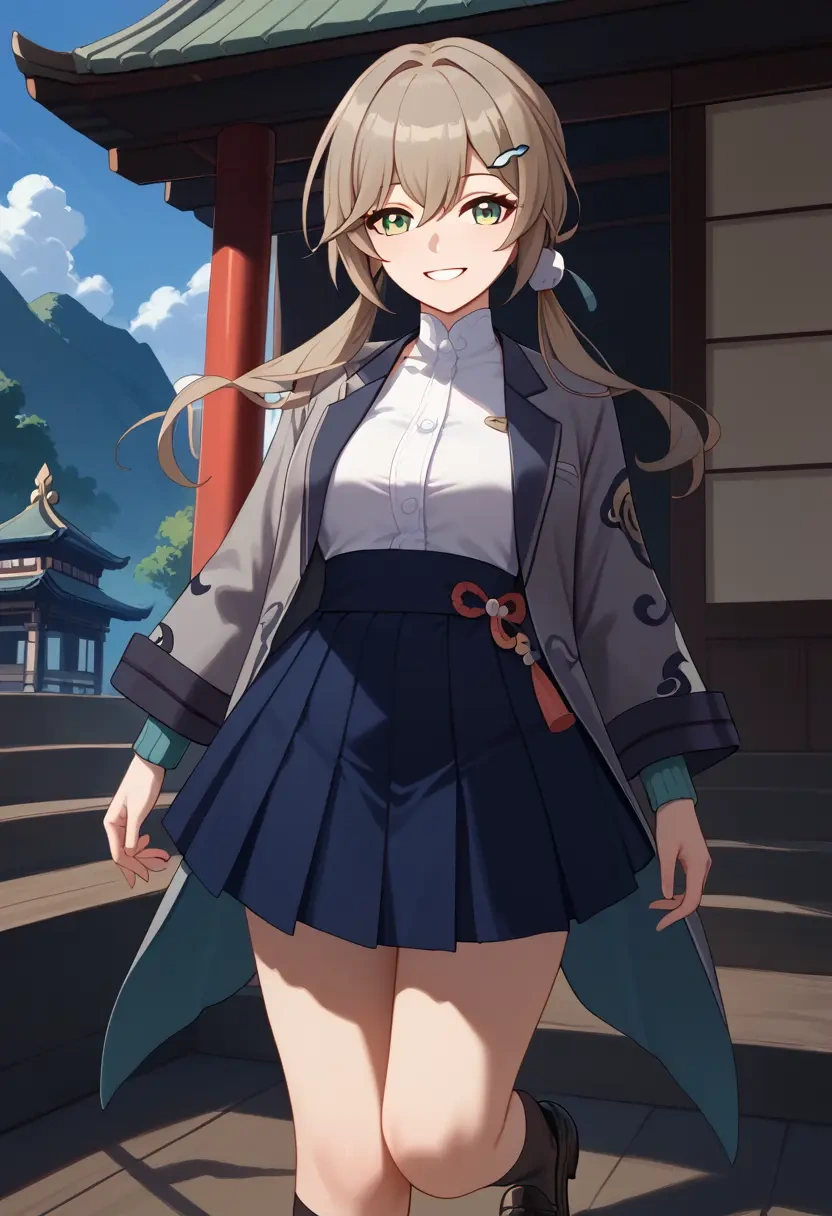 star rail,qingque,winter,student uniform,blazer  - 