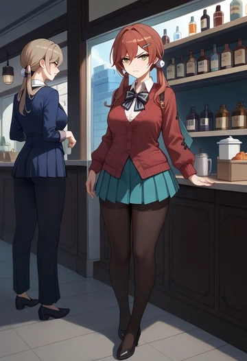 star rail,qingque,winter,student uniform,cardigan  - AI generated anime art