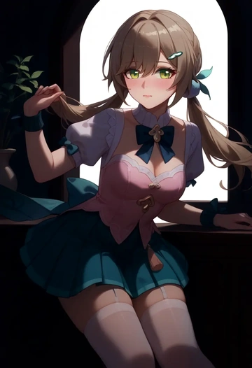 star rail,qingque,spring,student uniform,blouse  - AI generated anime art