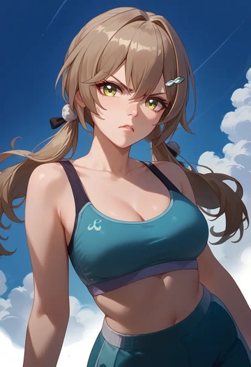 star rail,qingque,sports bra,wide-leg joggers  - AI generated anime art