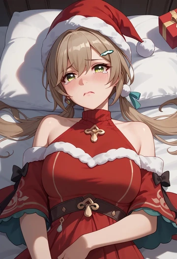 star rail,qingque,Christmas,red velvet dress  - AI generated anime art