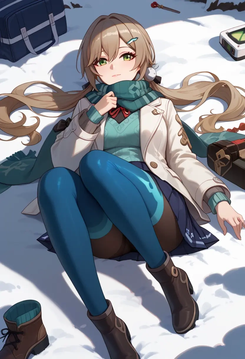 star rail,qingque,winter,student uniform,puffer jacket  - 