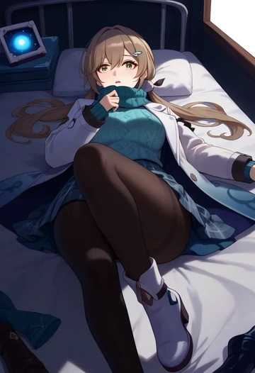 star rail,qingque,winter,student uniform,down jacket  - AI generated anime art