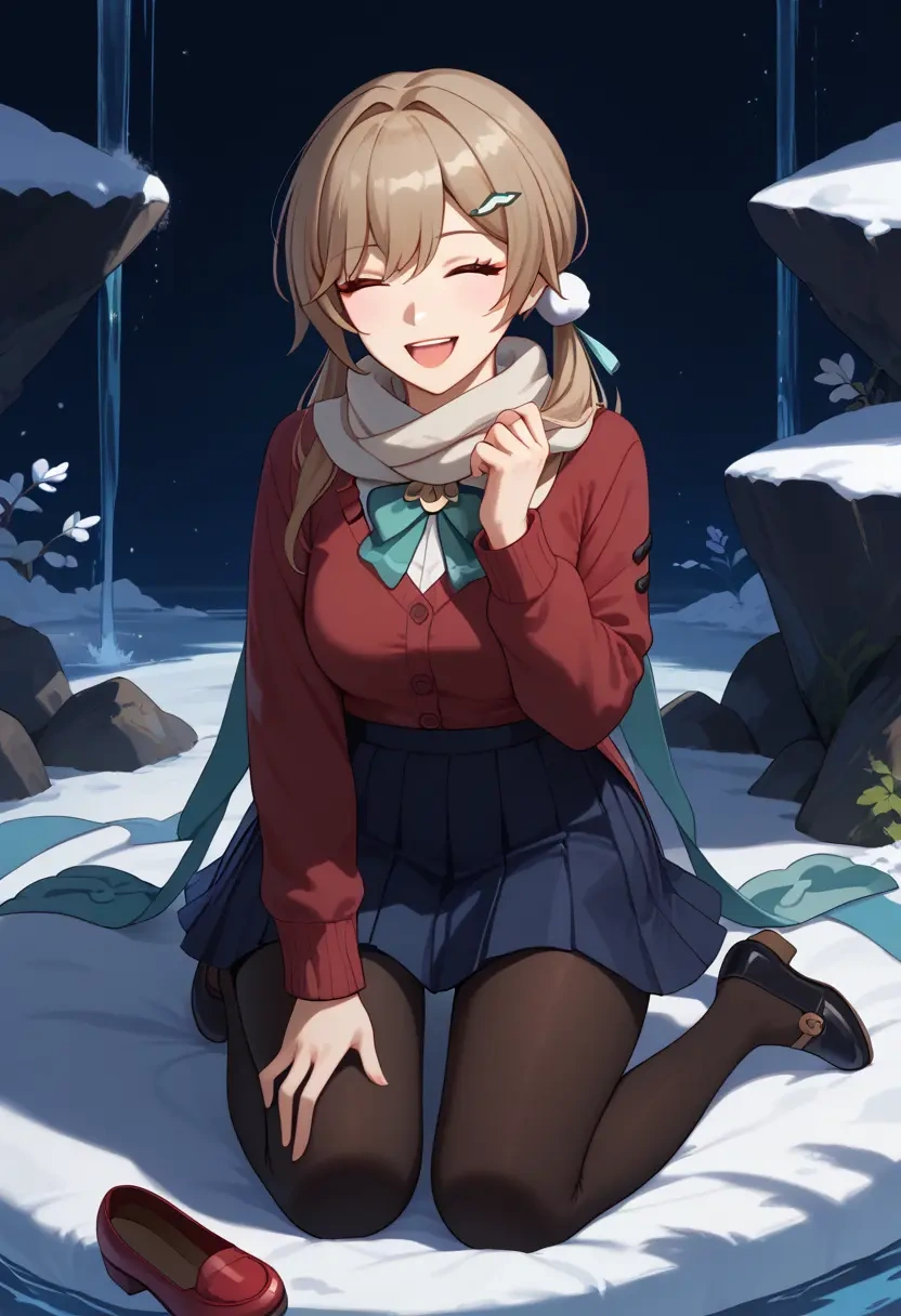 star rail,qingque,winter,student uniform,cardigan  - 