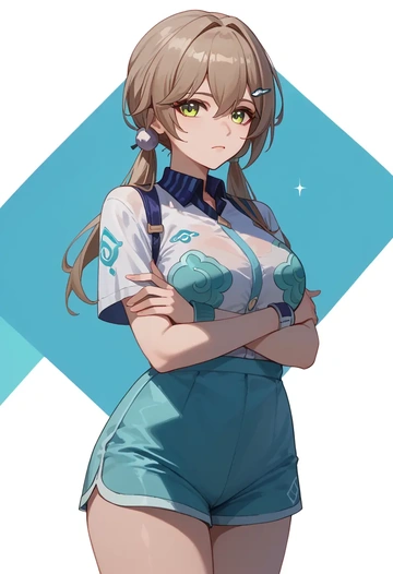 star rail,qingque,tennis polo,skort  - AI generated anime art