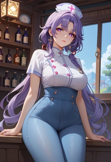 genshin_impact,qiqi_(genshin_impact),nurse  - AI generated anime art