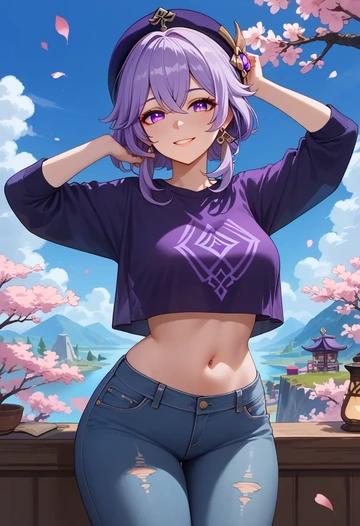 genshin_impact,qiqi_(genshin_impact),crop top  - AI generated anime art