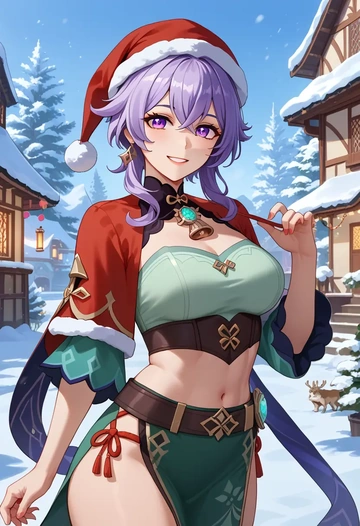 genshin_impact,qiqi_(genshin_impact),Christmas,dress  - AI generated anime art