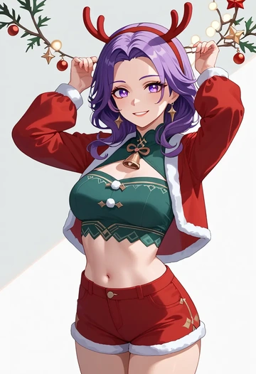 genshin_impact,qiqi_(genshin_impact),Christmas,red velvet shorts  - AI generated anime art