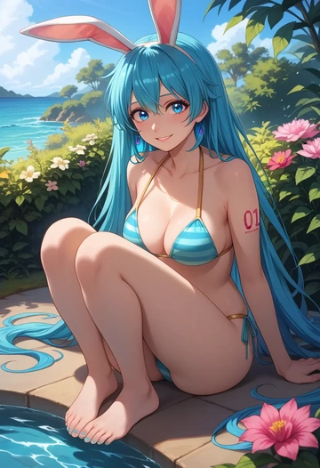 vocaloid,rabbit_yukine,bikini,rainbow-colored,sexy  - AI generated anime art