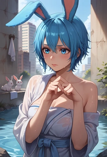 vocaloid,rabbit_yukine,towel,sexy  - AI generated anime art