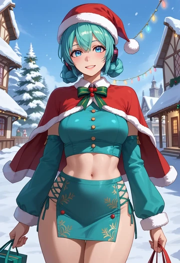 vocaloid,rabbit_yukine,Christmas,dress  - AI generated anime art