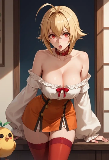 blazblue,rachel_alucard,collar,oversized,Thigh garters  - AI generated anime art