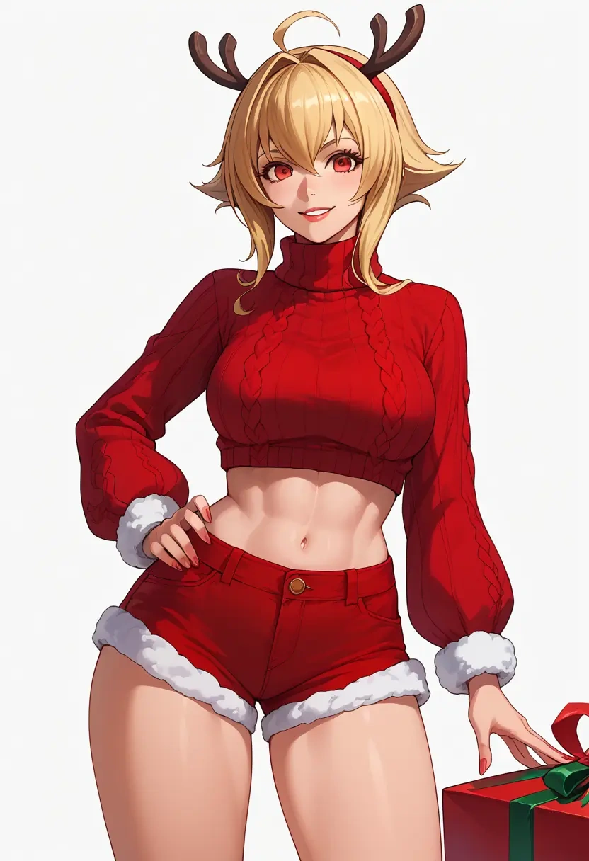 blazblue,rachel_alucard,Christmas,red velvet shorts,turtleneck sweater  - 