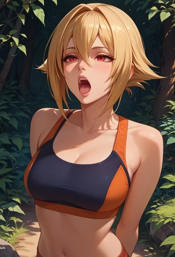 blazblue,rachel_alucard,sports bra,wide-leg joggers  - AI generated anime art