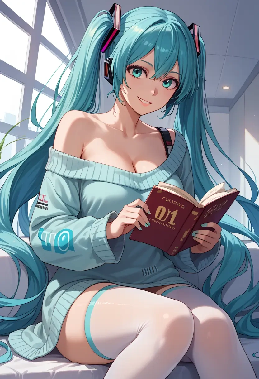 vocaloid,racing_miku,off-shoulder,sweater  - 