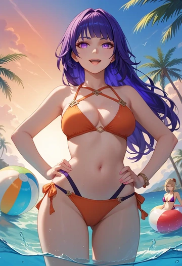 honkai_(series),raiden_mei,bikini  - AI generated anime art