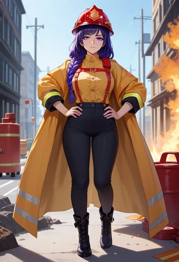 honkai_(series),raiden_mei,firefighter  - AI generated anime art