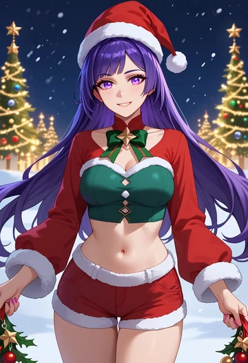 honkai_(series),raiden_mei,Christmas,red velvet shorts  - AI generated anime art