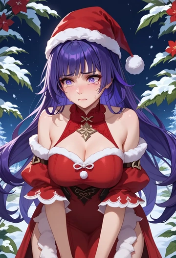 honkai_(series),raiden_mei,Christmas,red velvet dress  - AI generated anime art