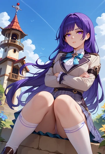 honkai_(series),raiden_mei,spring,student uniform,blazer  - AI generated anime art