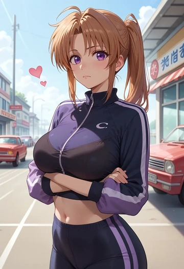 lyrical_nanoha,raising_heart,athletic,track suit  - AI generated anime art