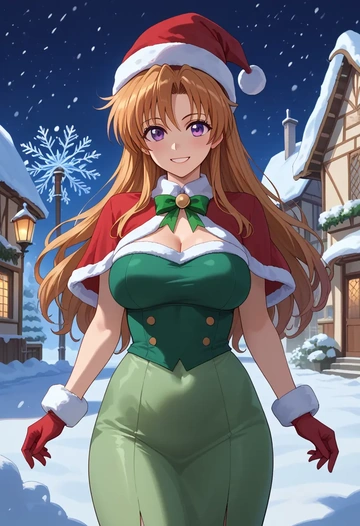 lyrical_nanoha,raising_heart,Christmas,dress  - AI generated anime art