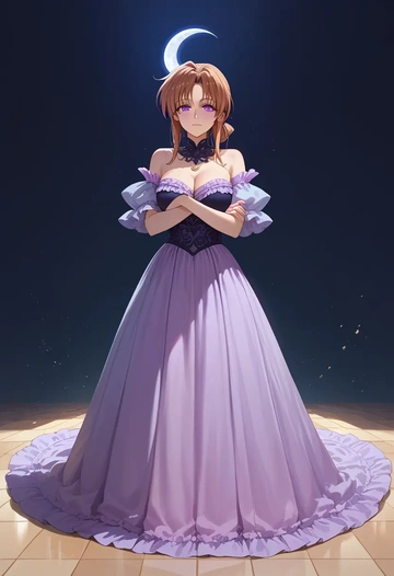 lyrical_nanoha,raising_heart,gothic priestess gown,high slit,embroidered veil  - AI generated anime art