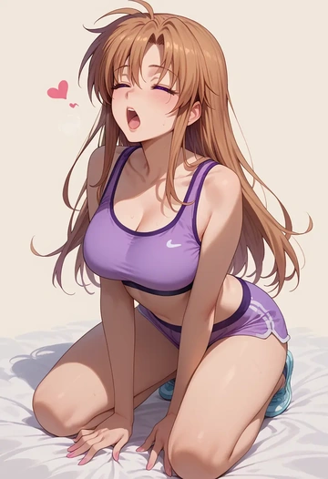 lyrical_nanoha,raising_heart,sports bra,high-waisted leggings  - AI generated anime art